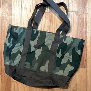 NWT J. Crew canvas tote w/ camo print